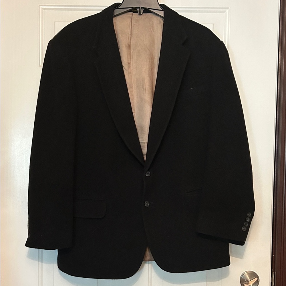 Stafford Wool Camel Hair Sports Coat 48 Black Vintage
2-Button Classic Blazer
